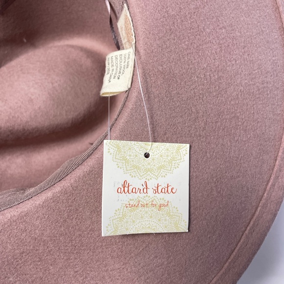 NWT Altar'd State Beige Mauve Wide-Brim Fedora Wool Hat - Picture 5 of 9